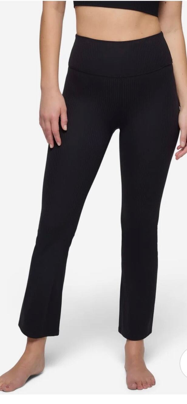 New! PrAna Women’s Luxara Rib Flare Crop Leggings, Black, Size XS
